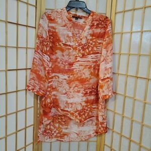 Zac & Rachel Floral Offset Hem Tunic Blouse S